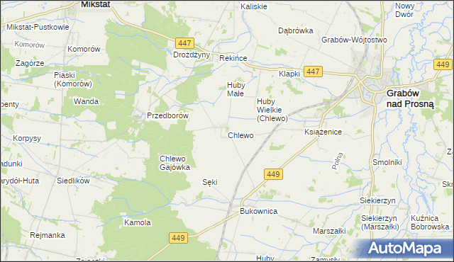 mapa Chlewo gmina Grabów nad Prosną, Chlewo gmina Grabów nad Prosną na mapie Targeo