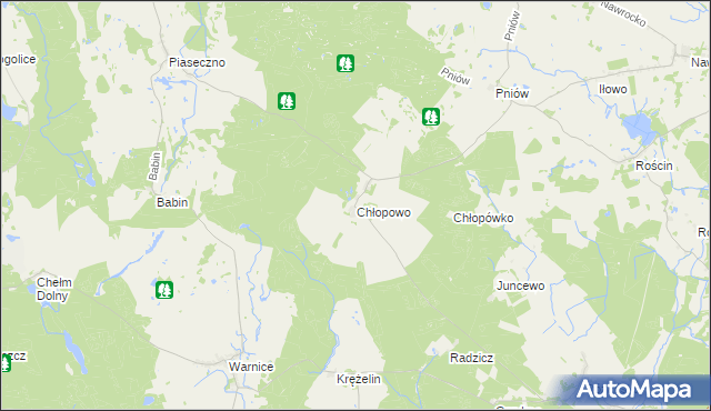 mapa Chłopowo gmina Myślibórz, Chłopowo gmina Myślibórz na mapie Targeo