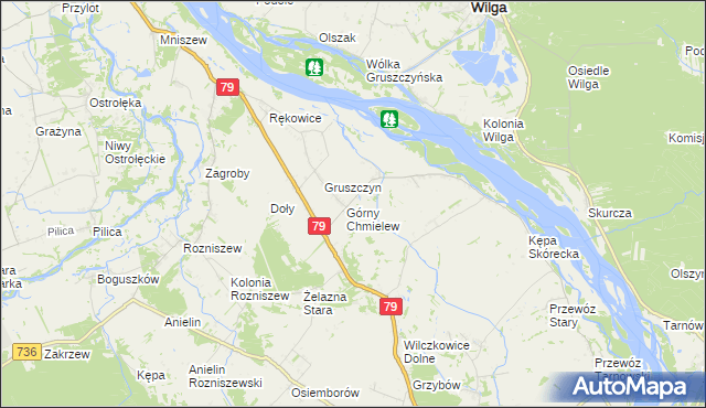 mapa Chmielew gmina Magnuszew, Chmielew gmina Magnuszew na mapie Targeo