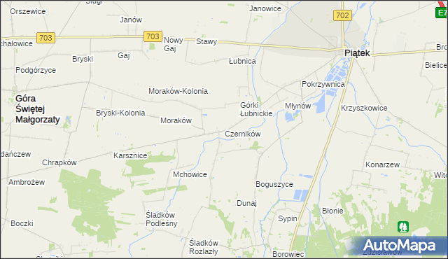 mapa Czerników gmina Piątek, Czerników gmina Piątek na mapie Targeo