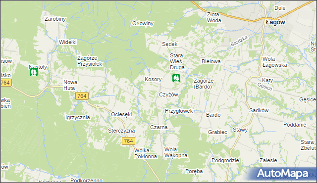 mapa Czyżów gmina Łagów, Czyżów gmina Łagów na mapie Targeo