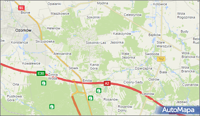 mapa Dębniak gmina Zgierz, Dębniak gmina Zgierz na mapie Targeo