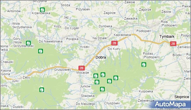 mapa Dobra powiat limanowski, Dobra powiat limanowski na mapie Targeo