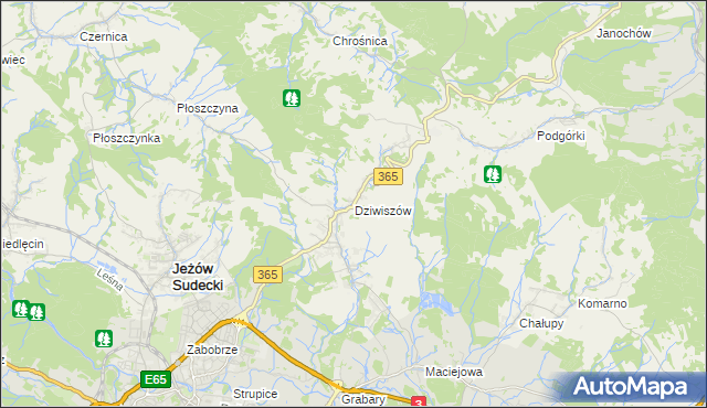 mapa Dziwiszów, Dziwiszów na mapie Targeo