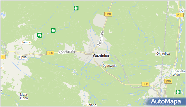 mapa Gozdnica powiat żagański, Gozdnica powiat żagański na mapie Targeo