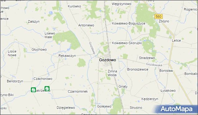 mapa Gozdowo powiat sierpecki, Gozdowo powiat sierpecki na mapie Targeo