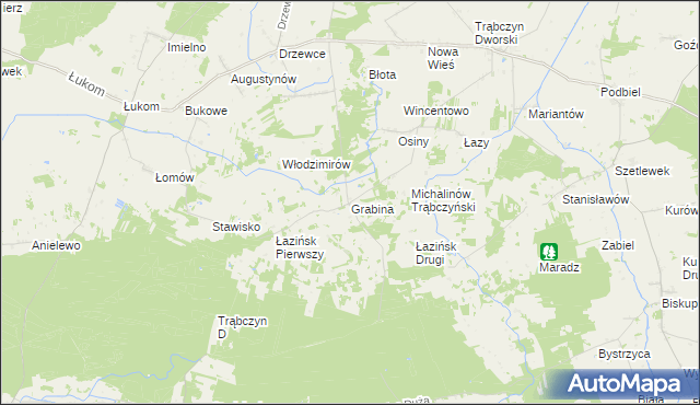 mapa Grabina gmina Zagórów, Grabina gmina Zagórów na mapie Targeo