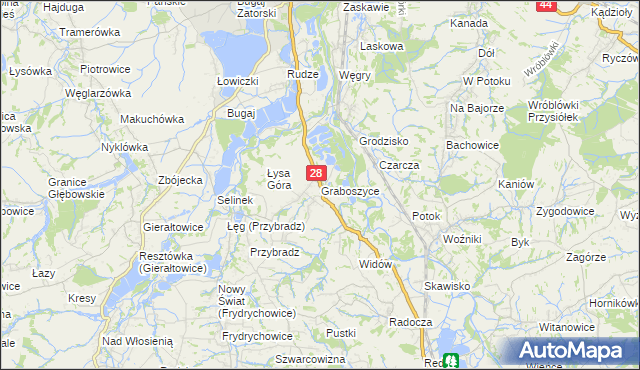 mapa Graboszyce, Graboszyce na mapie Targeo