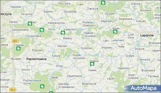 mapa Gruszów gmina Raciechowice, Gruszów gmina Raciechowice na mapie Targeo