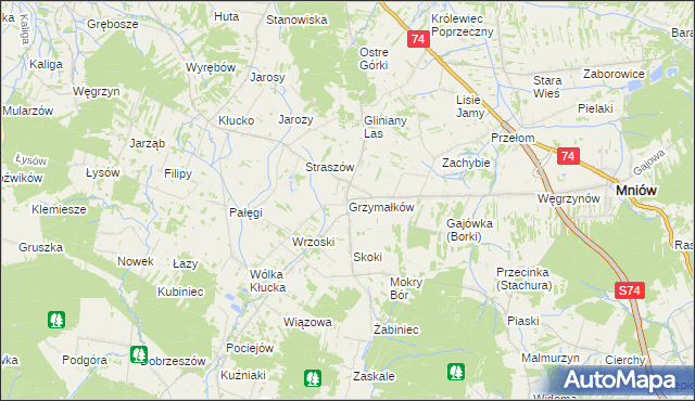 mapa Grzymałków, Grzymałków na mapie Targeo