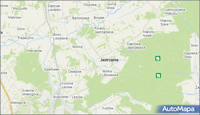 mapa Jastrzębia powiat radomski, Jastrzębia powiat radomski na mapie Targeo