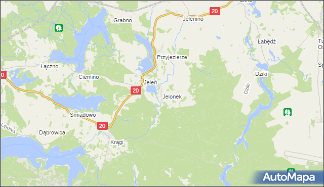 mapa Jelonek gmina Borne Sulinowo, Jelonek gmina Borne Sulinowo na mapie Targeo