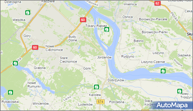 mapa Jordanów gmina Gąbin, Jordanów gmina Gąbin na mapie Targeo