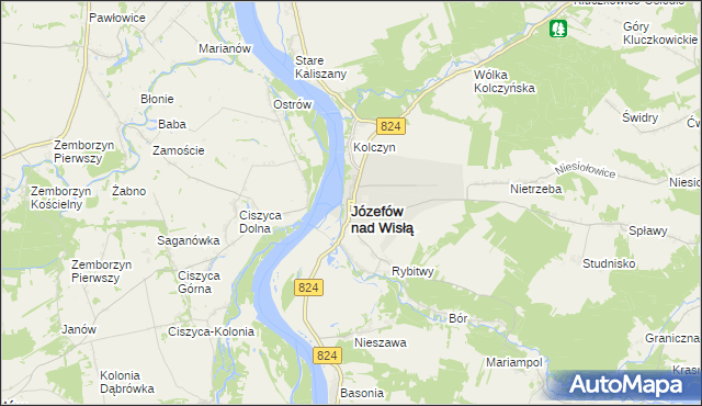 mapa Józefów nad Wisłą, Józefów nad Wisłą na mapie Targeo