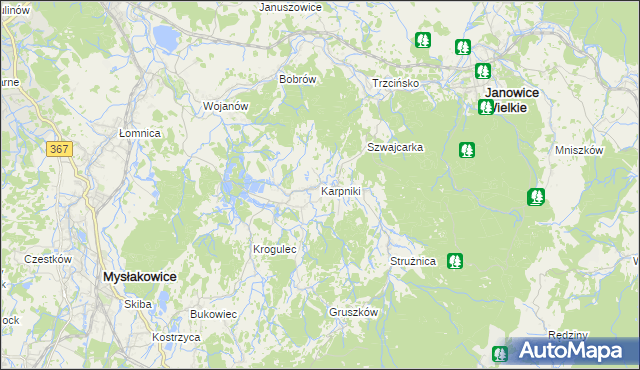 mapa Karpniki gmina Mysłakowice, Karpniki gmina Mysłakowice na mapie Targeo