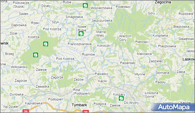 mapa Kisielówka gmina Limanowa, Kisielówka gmina Limanowa na mapie Targeo