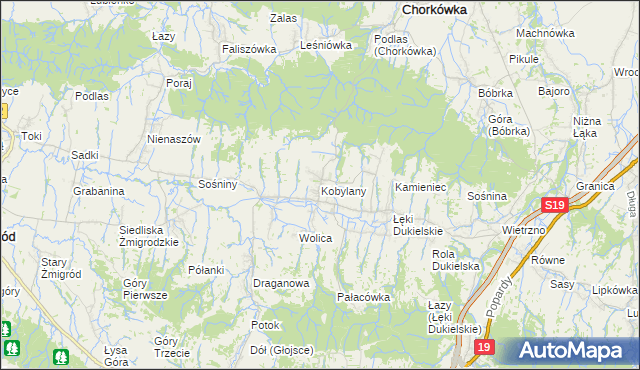 mapa Kobylany gmina Chorkówka, Kobylany gmina Chorkówka na mapie Targeo