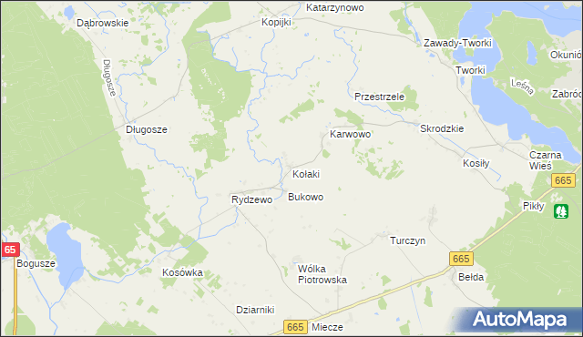 mapa Kołaki gmina Rajgród, Kołaki gmina Rajgród na mapie Targeo