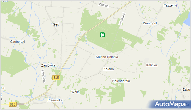 mapa Kolano-Kolonia, Kolano-Kolonia na mapie Targeo