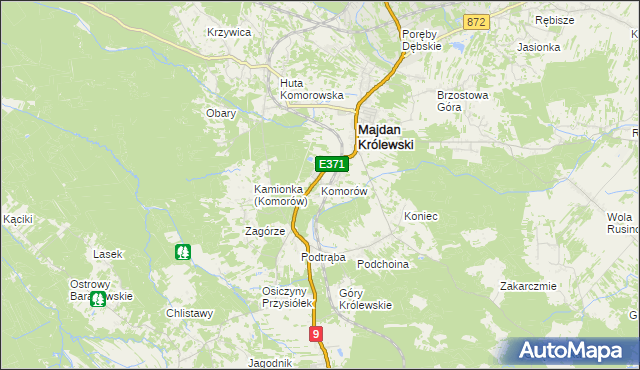 mapa Komorów gmina Majdan Królewski, Komorów gmina Majdan Królewski na mapie Targeo