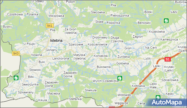 mapa Koniaków, Koniaków na mapie Targeo