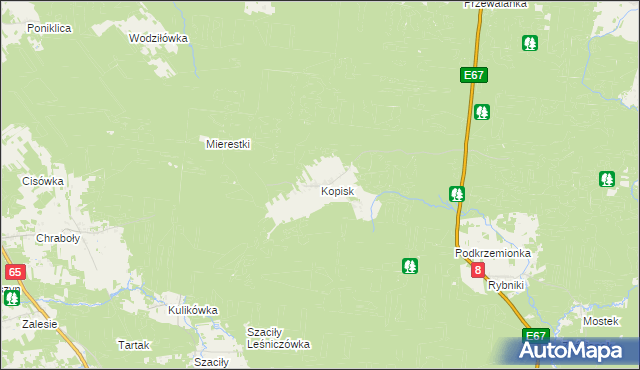 mapa Kopisk, Kopisk na mapie Targeo