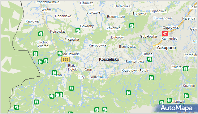 mapa Kościelisko, Kościelisko na mapie Targeo