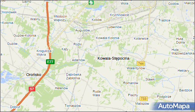 mapa Kowala-Stępocina, Kowala-Stępocina na mapie Targeo