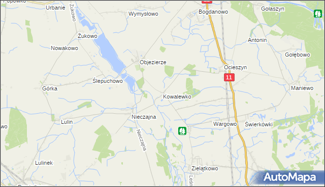 mapa Kowalewko gmina Oborniki, Kowalewko gmina Oborniki na mapie Targeo