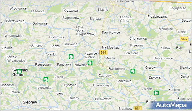 mapa Koźmice Małe, Koźmice Małe na mapie Targeo