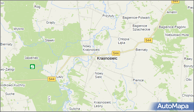 mapa Krasnosielc, Krasnosielc na mapie Targeo