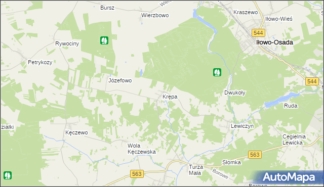 mapa Krępa gmina Lipowiec Kościelny, Krępa gmina Lipowiec Kościelny na mapie Targeo