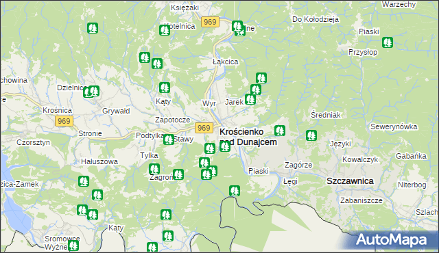 mapa Krościenko nad Dunajcem, Krościenko nad Dunajcem na mapie Targeo