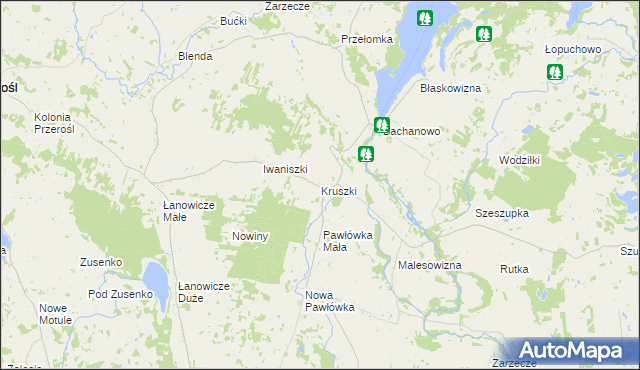 mapa Kruszki gmina Przerośl, Kruszki gmina Przerośl na mapie Targeo
