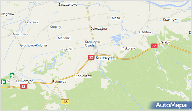 mapa Krzeszyce, Krzeszyce na mapie Targeo