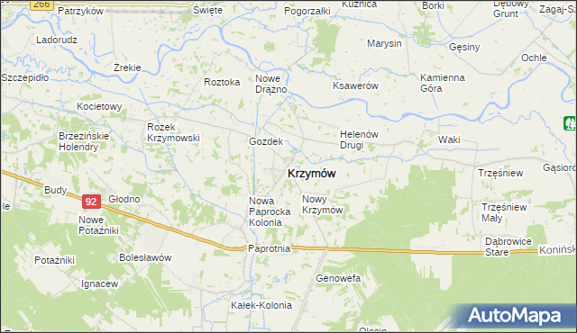 mapa Krzymów powiat koniński, Krzymów powiat koniński na mapie Targeo