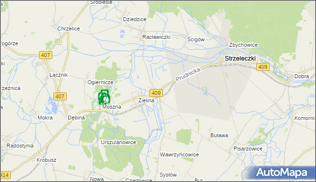 mapa Kujawy gmina Strzeleczki, Kujawy gmina Strzeleczki na mapie Targeo