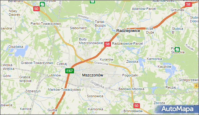 mapa Kuranów, Kuranów na mapie Targeo
