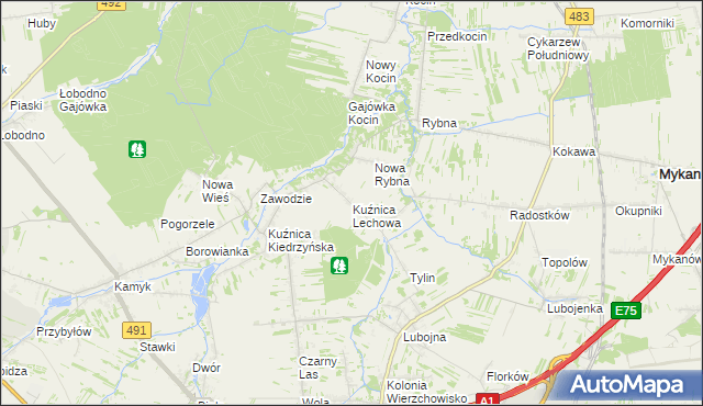 mapa Kuźnica Lechowa, Kuźnica Lechowa na mapie Targeo