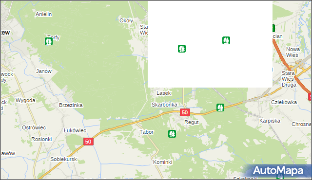 mapa Lasek gmina Celestynów, Lasek gmina Celestynów na mapie Targeo