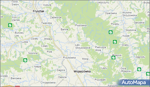 mapa Łęki Strzyżowskie, Łęki Strzyżowskie na mapie Targeo
