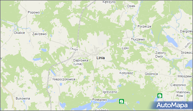 mapa Linia powiat wejherowski, Linia powiat wejherowski na mapie Targeo