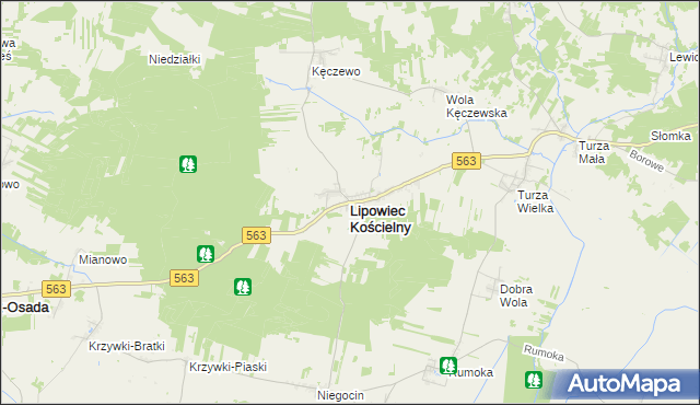 mapa Lipowiec Kościelny, Lipowiec Kościelny na mapie Targeo