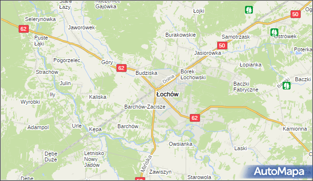 mapa Łochów powiat węgrowski, Łochów powiat węgrowski na mapie Targeo