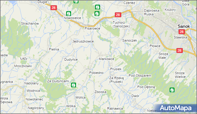 mapa Markowce, Markowce na mapie Targeo