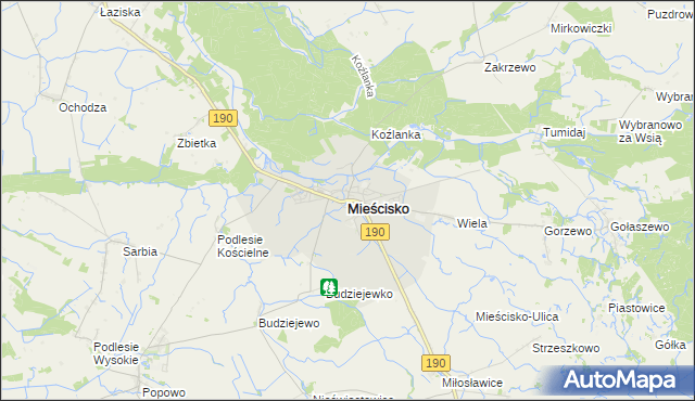 mapa Mieścisko powiat wągrowiecki, Mieścisko powiat wągrowiecki na mapie Targeo