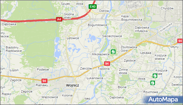 mapa Mikołajowice gmina Wierzchosławice, Mikołajowice gmina Wierzchosławice na mapie Targeo