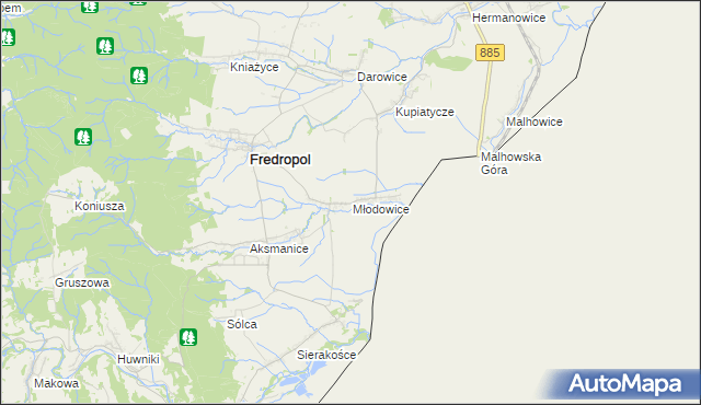 mapa Młodowice, Młodowice na mapie Targeo