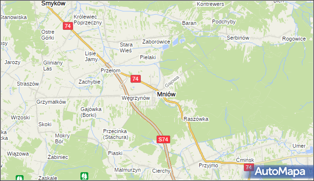 mapa Mniów, Mniów na mapie Targeo