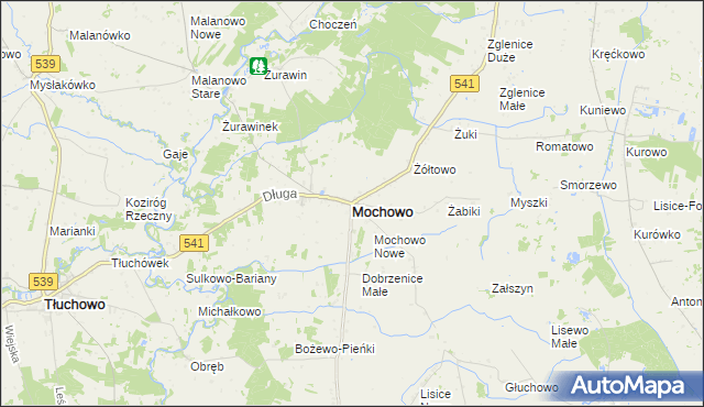 mapa Mochowo powiat sierpecki, Mochowo powiat sierpecki na mapie Targeo